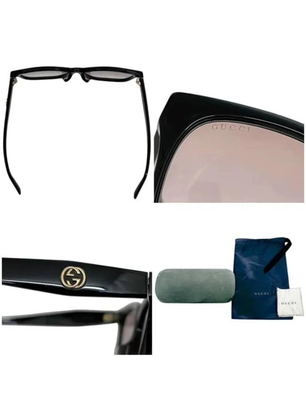 Gucci Sunglasses Black Pink Gradient Interlocking Acetate GG Side Logo Eyewear